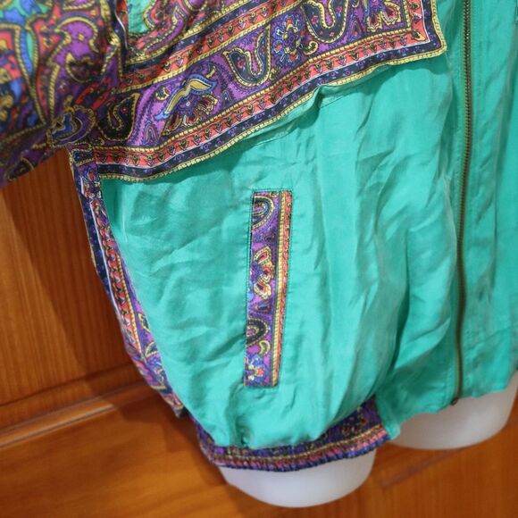 Great Cavalier Vintage Retro Green Mandala Silk Pant Suit Small - Picture 3 of 16